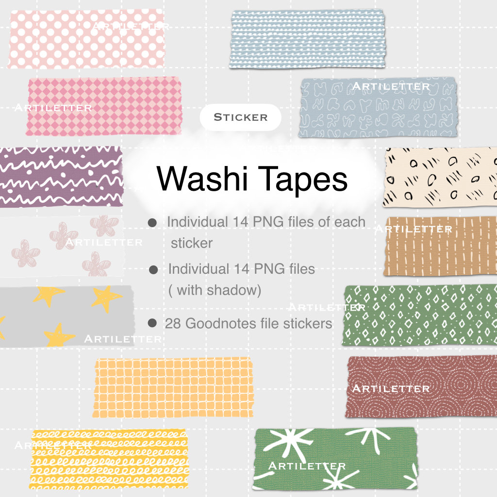 Digital Washi Tape Stickers / PNG Files / Goodnotes File / Plan With ...