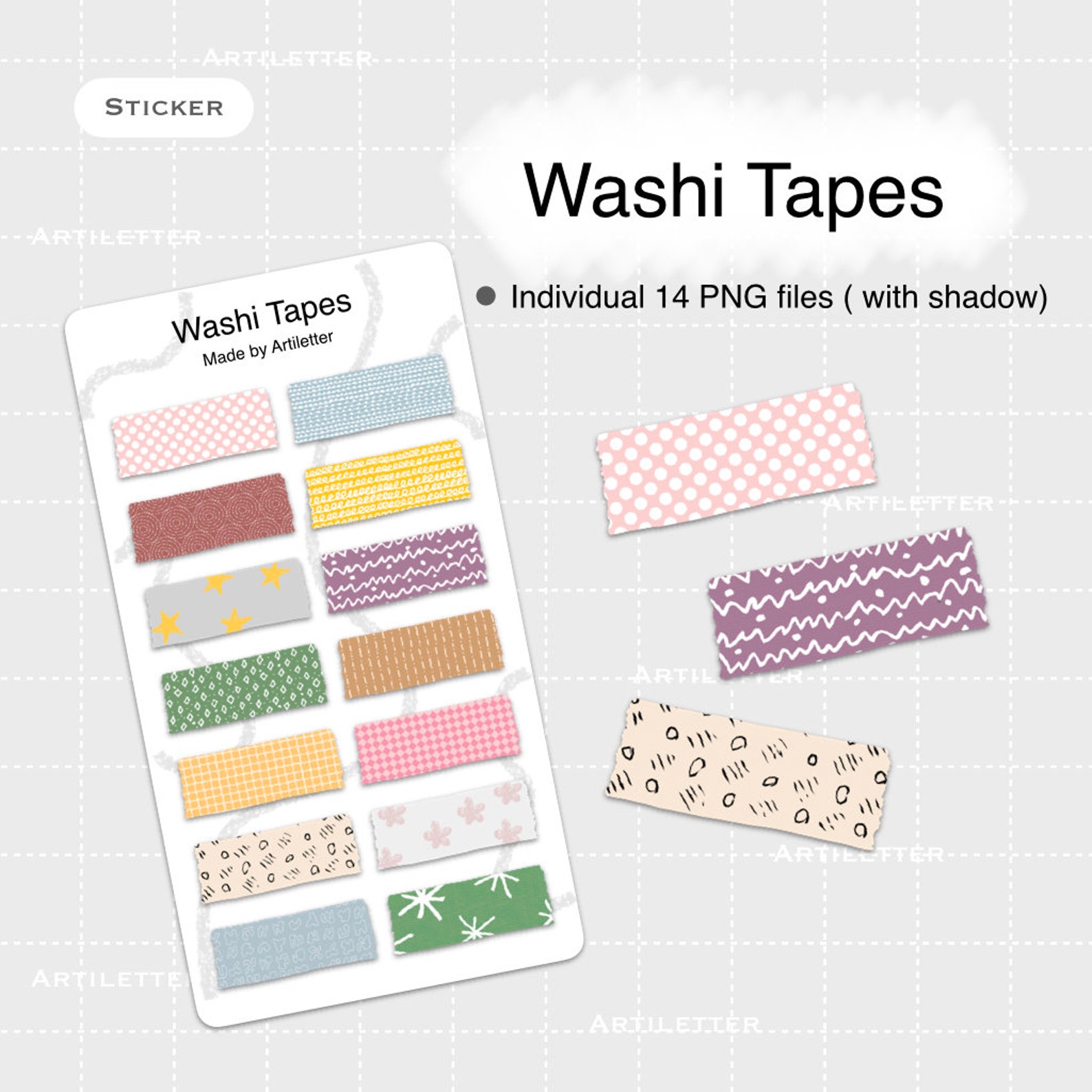Digital Washi Tape Stickers / PNG Files / Goodnotes File / Plan With ...