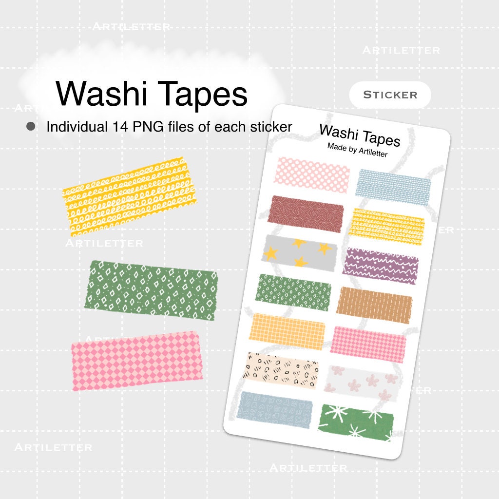 Digital Washi Tape Stickers / PNG Files / Goodnotes File / Plan With ...