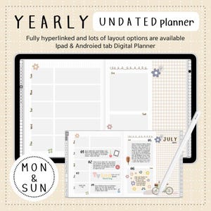 Undated Digital Planner001 - Sunday Start & Monday Start - IPAD, Tablets  planner - Goodnotes - Fully hyperlinked planner - PDF File
