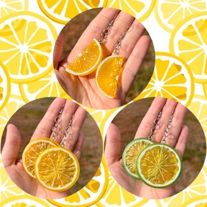Lemon & Lime Dangle Earrings | Whole or Half Slice | Lemon Girl Aesthetic | Lime Cottage Core | Earrings