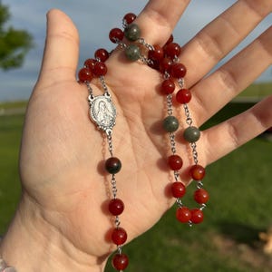 Chaplet of the Sacred Heart of Jesus | Carnelian & Bloodstone | Includes Velvet Pouch + FREE SHIPPING!