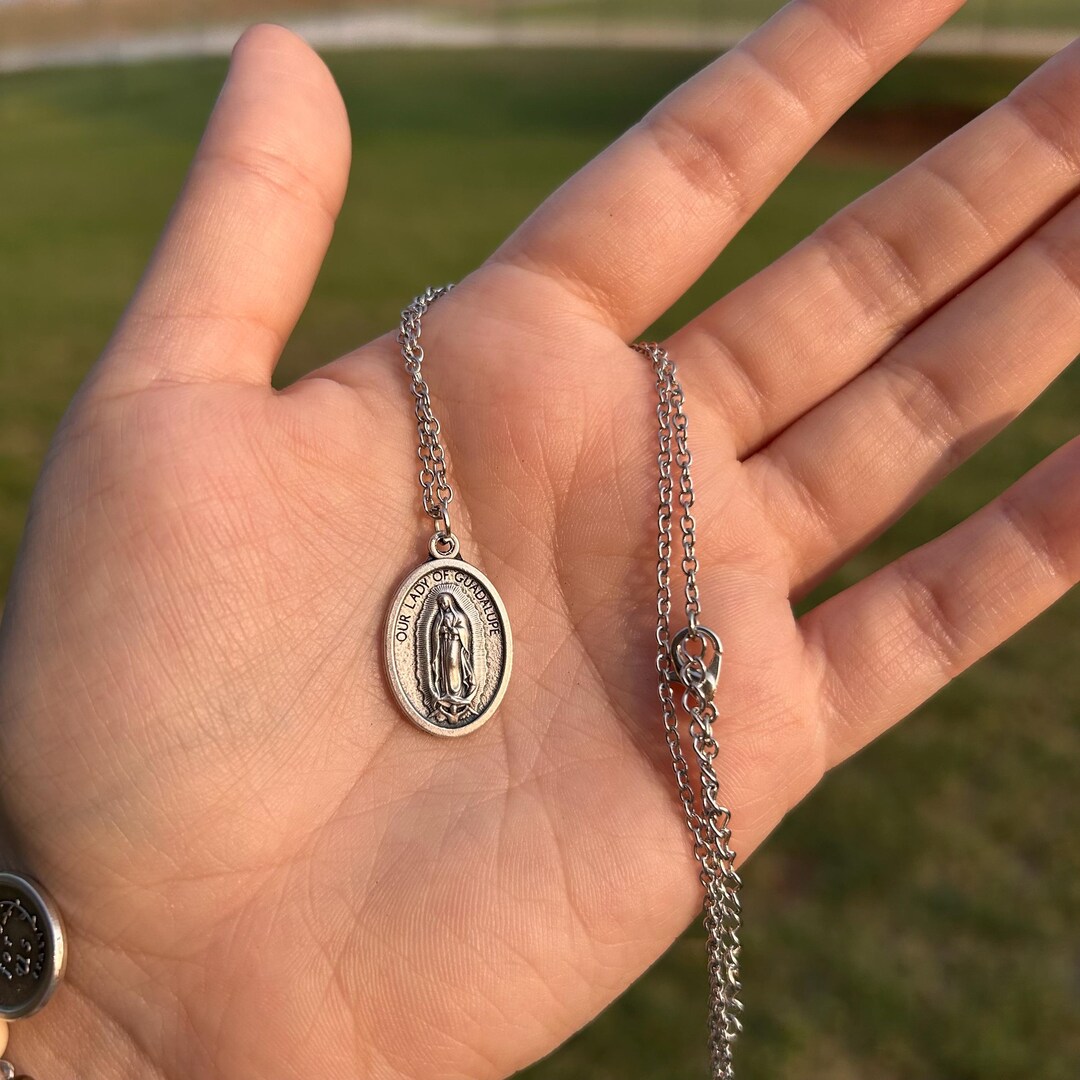 Scarf Necklace- Lavender/Our Lady of Guadalupe