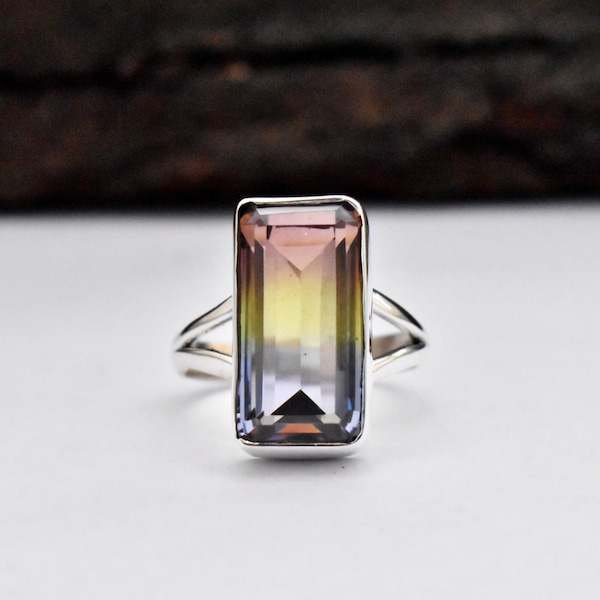 Tourmaline Ring, 925 Solid Sterling Silver Ring, Watermelon Tourmaline Engagement Ring, Women Jewelry, Statement Ring, Handmade Gift