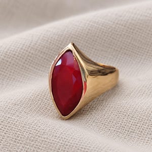Naturlig rubin signetring, 925 sterlingsilver, markisslipade bohemiska smycken, 22k guldfyllningsring