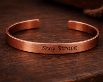 Engraved Copper Bracelet, Handmade Adjustable Bangle, Meaningful Gift, Pure Copper Cuff Bracelet