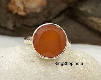 Carnelian Stone Ring For Women, 925 Solid Sterling Silver Ring, Carnelian Gemstone Statement Ring, Anniversary Ring Gift For Her