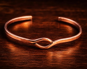 Pure Copper Healing Bracelet, Open Cuff Adjustable Bangle, Gift for Women