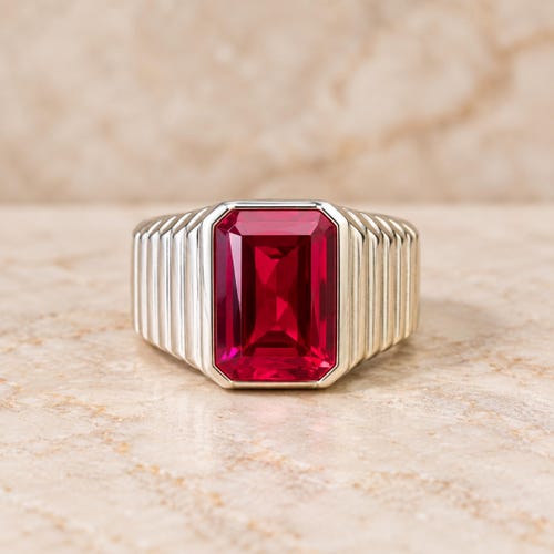 Ruby Signet Ring, 925 Sterling Silver, 22k Gold Fill Ring, Handmade Bold Gemstone Jewelry