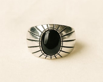 Anillo Pequeño De ónix Negro, Plata De Ley 925, Anillo De ónix Negro