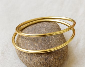 Conjunto de pulseiras de latão puro, pulseiras minimalistas, joias simples e versáteis para o dia a dia