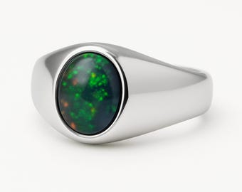 Bague en argent 925, avec opale noire d'Australie taille 46