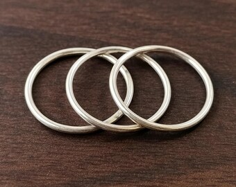 925 Sterling Silver Stacking Rings Set, Minimalist Plane Simple Design, Thin Dainty Band, 3 Set of Rings Gift for Her