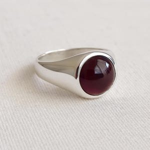 Anello con sigillo in granato naturale: anello importante in argento sterling 925