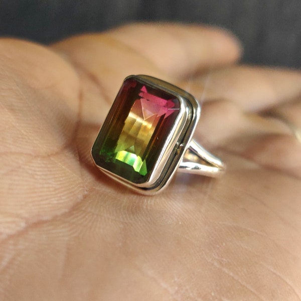 Watermelon Tourmaline Ring, 925 Solid Sterling Silver Ring, Tourmaline Ring, Women Jewelry, Men's Ring, Anniversary Ring Gift For Her