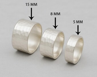 Hammered Sterling Silver Band Ring: Chunky Wide Ring, Handmade