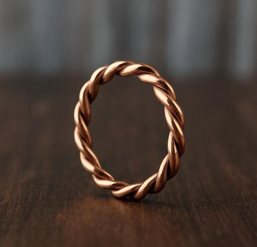 Soft Copper Rings Pure Copper Twist Ring, Handmade Stacking Ring, Chunky Rustic Copper ...