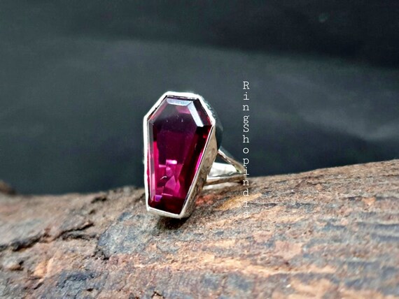 Coffin Ring Pink Tourmaline Ring 925 Solid Sterling Silver Ring Coffin Shape Gemstone Ring Handmade Ring Gift Ring Etsy