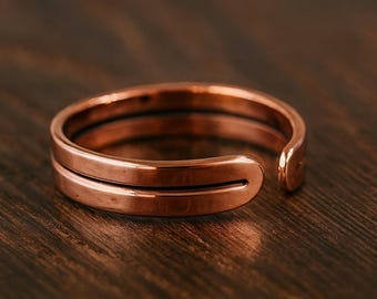 Adjustable Pure Copper Ring, Minimalist Jewelry, Handcrafted Band, Unisex Halloween Gift
