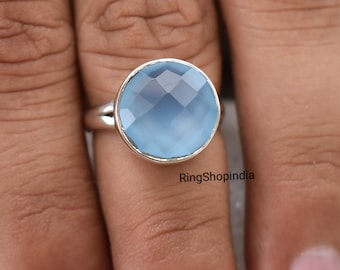 Handgemachter Chalcedon Ring: 925 Sterling Silber Edelstein Statement Ring