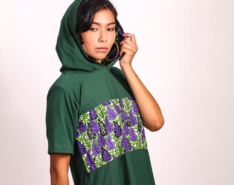 Green Jersey Ankara Hoodie Tshirt Blouse