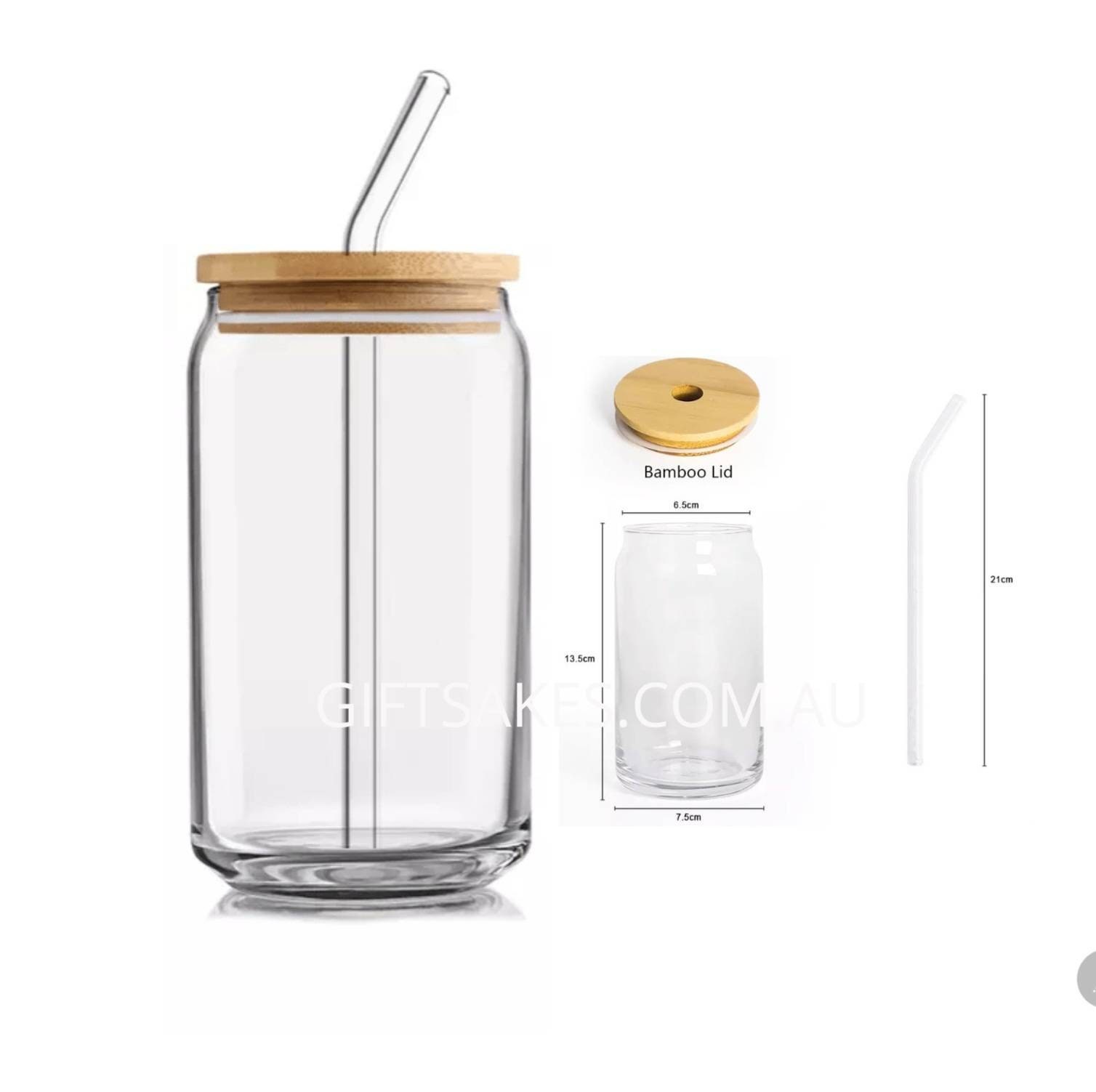 16oz Glass Cup Bamboo Lid Curved Glass Straw 3pc Iced Coffee Tea iced  Beverage Soda Glass Cup Craft Blanks giftsakes 