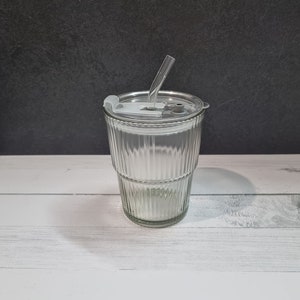 Customised 450ml Clear Premium Glass Tumbler with Straw With Logo Print  Singapore