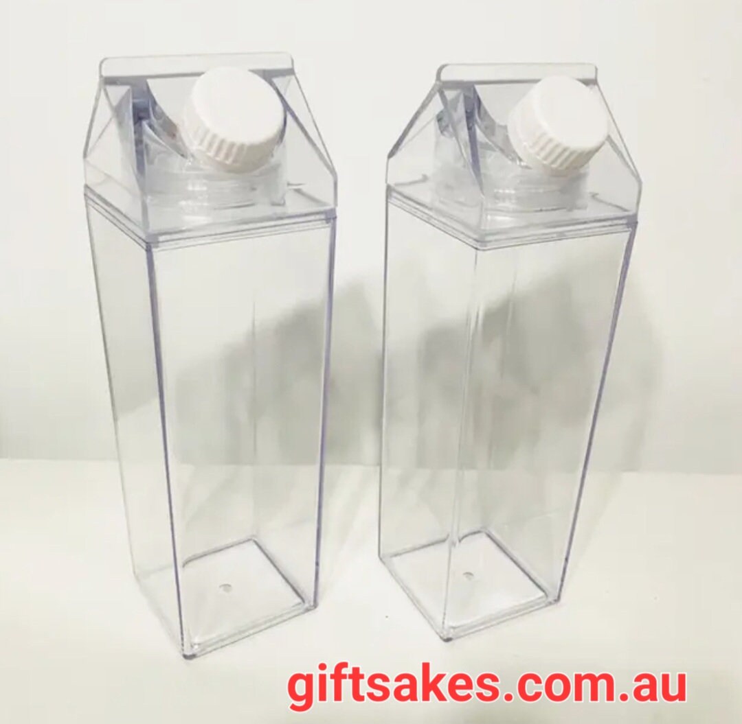 Large 750ml Blank Milk Carton Shape Plastic Water Bottle Vinyl Crafters