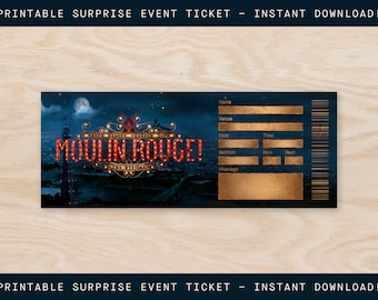 Printable Moulin Rouge Broadway Ticket Surprise, Musical Collectible Theater Ticket, Editable Musical Ticket, West End Theatre Souvenir