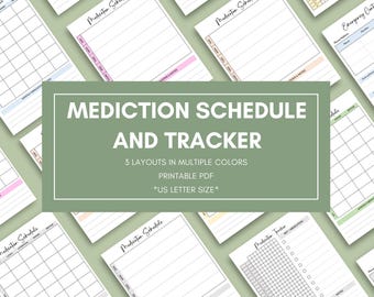 Calendario y registro de medicamentos imprimible en PDF - Registro de medicamentos - Calendario semanal y mensual - Funciona digitalmente - Tamaño carta (EE. UU.)