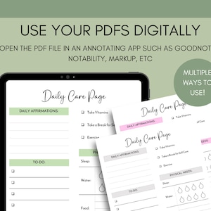 Paquete imprimible de autocuidado en PDF: registro del sueño, diario, cuidado diario, rutina de higiene, seguimiento del estado de ánimo, digital, tamaño carta (EE. UU.) imagen 9