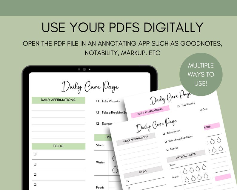 Paquete imprimible de autocuidado en PDF: registro del sueño, diario, cuidado diario, rutina de higiene, seguimiento del estado de ánimo, digital, tamaño carta (EE. UU.) imagen 9