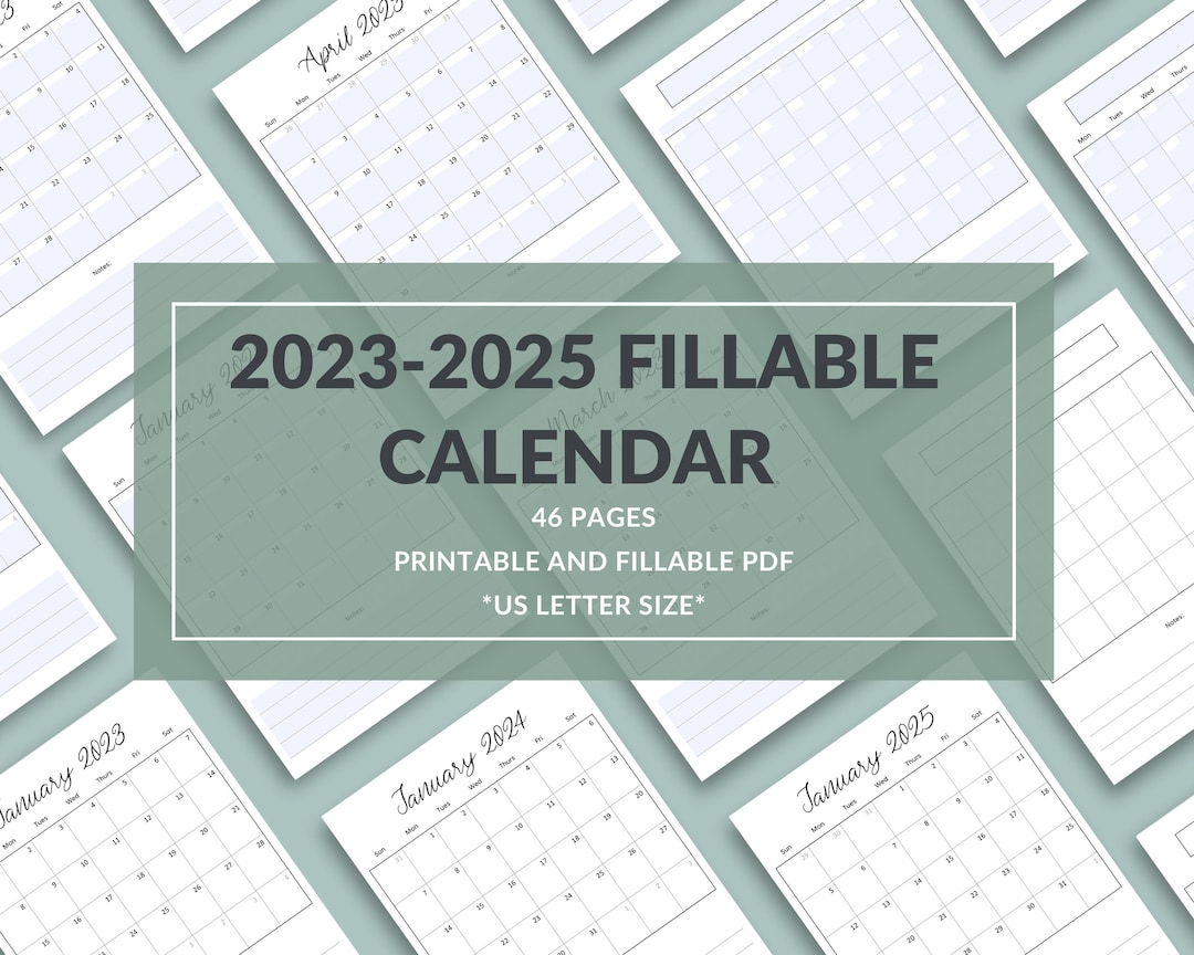 2023-2025 Printable & Fillable Calendar Fill in Blank Calendar Pages 46 ...