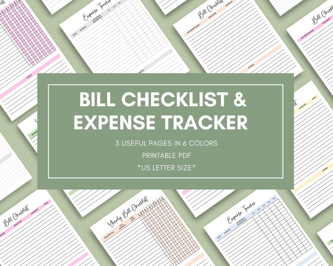Simple Bill and Expense Tracker Printable PDF - Expense Tracker ...