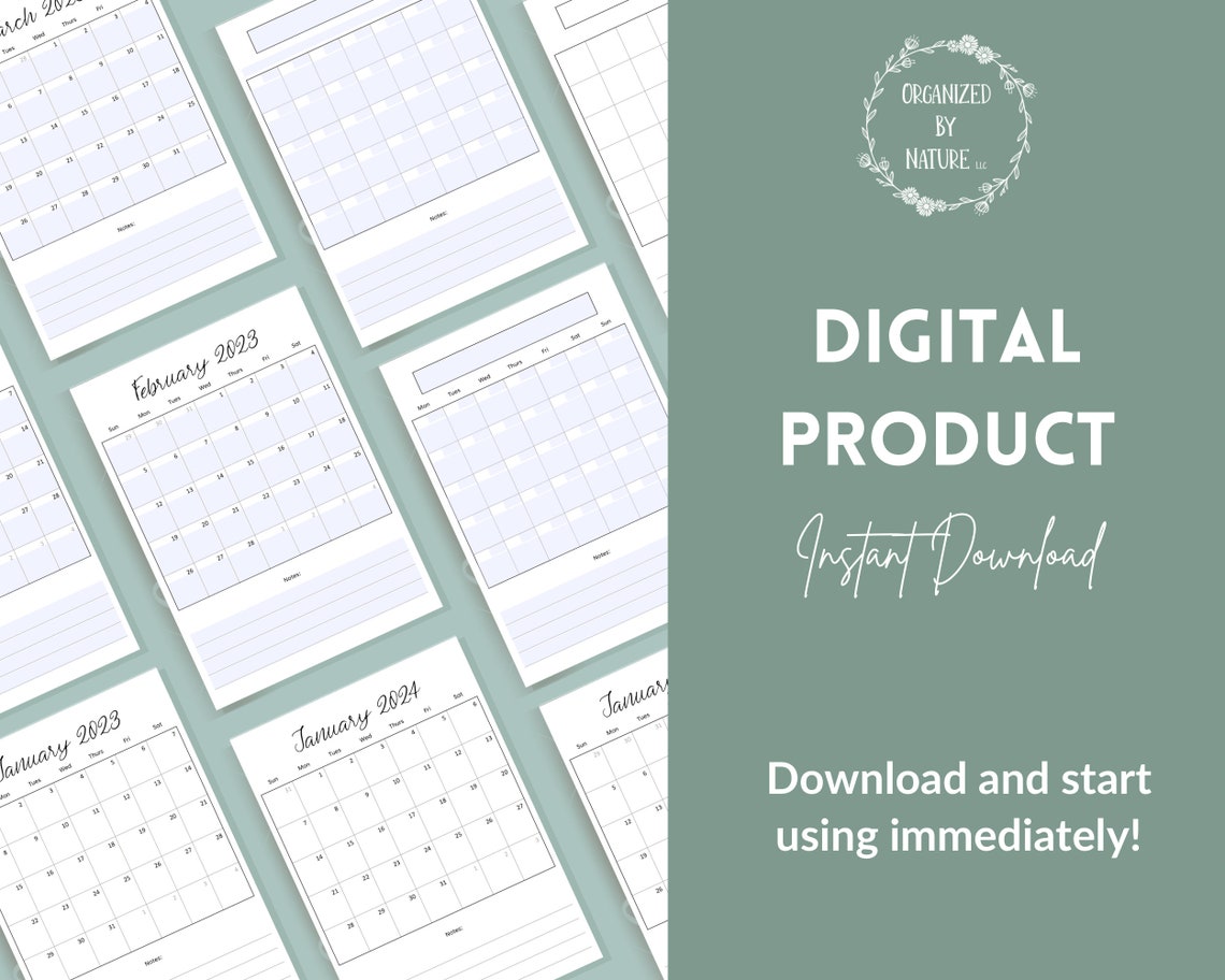 2023-2025 Printable &amp; Fillable Calendar Fill in Blank Calendar Pages 46 ...