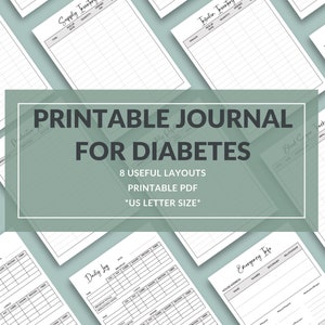 Diario imprimible para diabéticos PDF - Rastreador de azúcar en sangre - Registro diario - Inventario - Funciona digitalmente - Tamaño de carta de EE. UU. - Salud de la diabetes