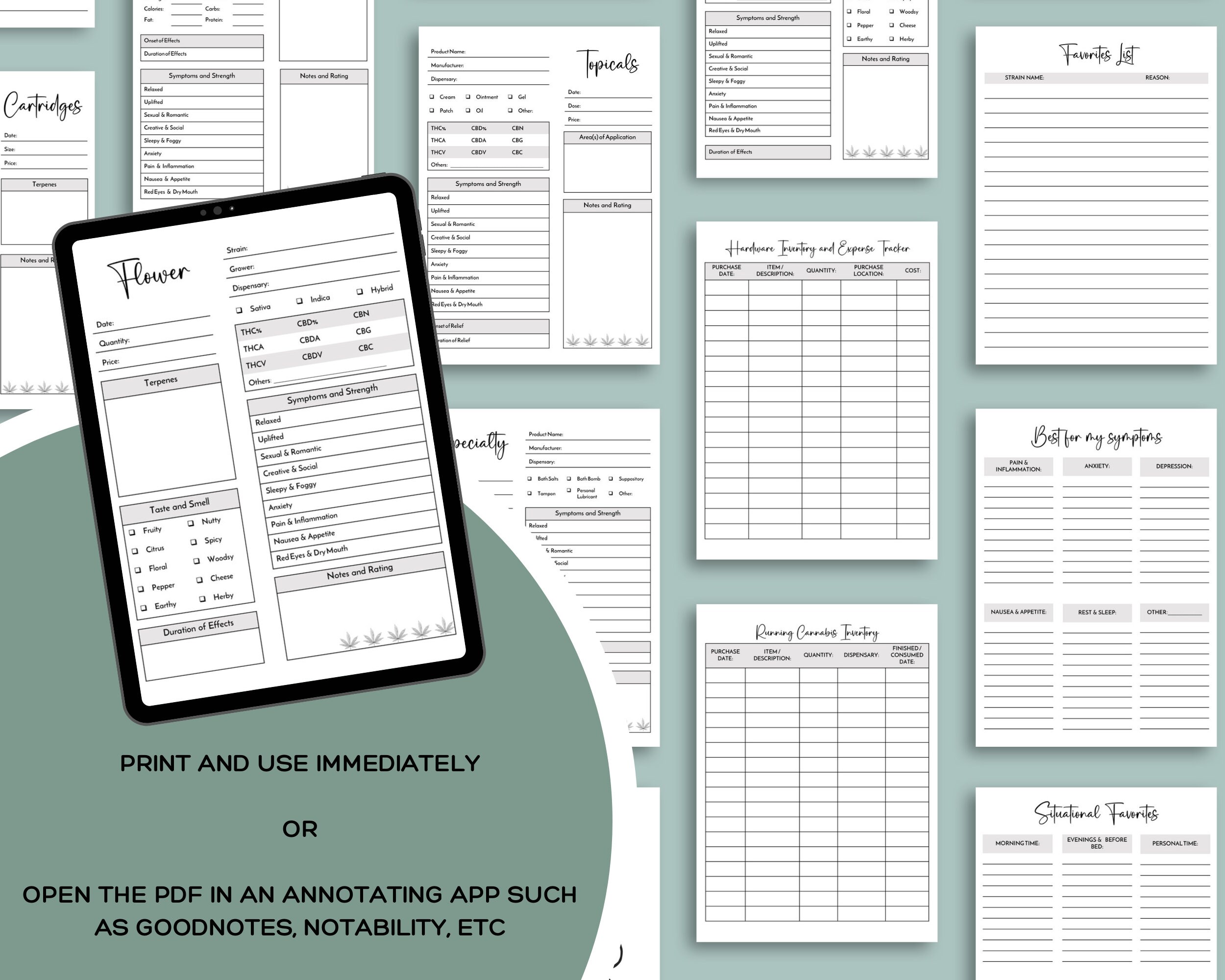 Minimalist Cannabis Journal Printable Version ONLY - Marijuana Strains ...