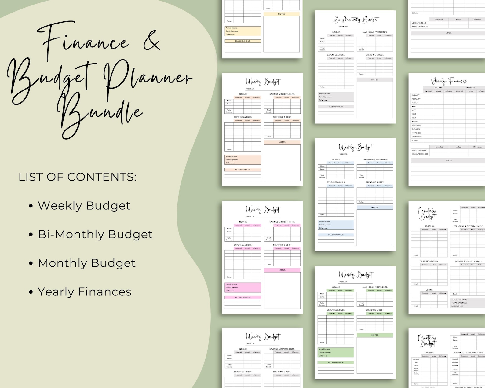 Mini Budget Planner Bundle Printable PDF - Weekly - Biweekly ...