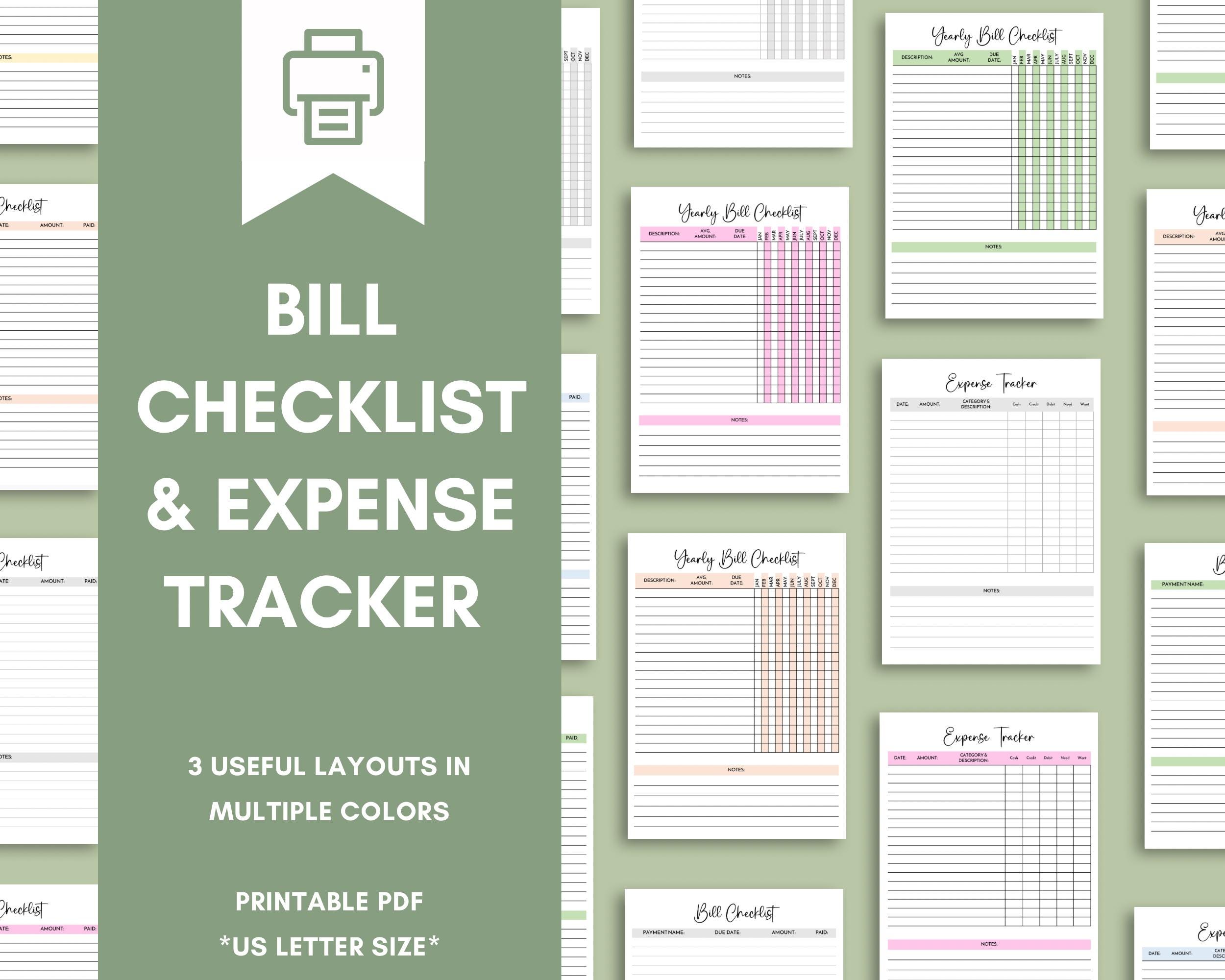 Mooe Expense Checklist.pdf Simple Bill and Expense Tracker Printable PDF - Expense Tracker ...