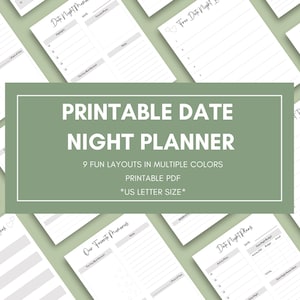 Planificador de citas para parejas (PDF imprimible): presupuesto, planes, recuerdos, ideas y citas importantes para la pareja. Funciona digitalmente.