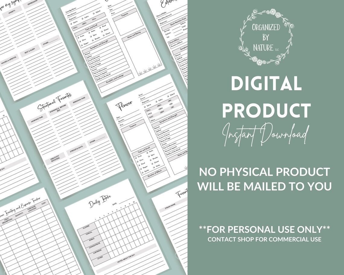 Minimalist Cannabis Journal Printable Version ONLY - Marijuana Strains ...