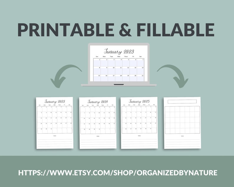 2023-2025 Printable &amp; Fillable Calendar Fill in Blank Calendar Pages 46 ...