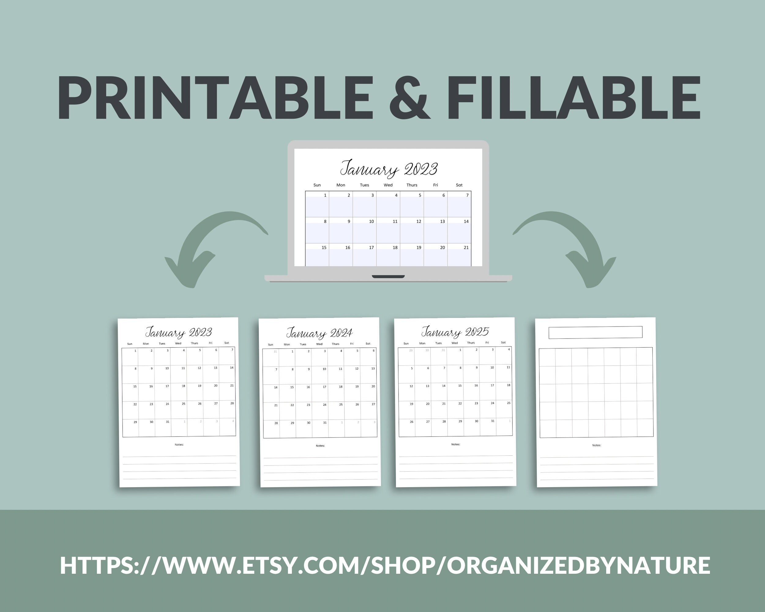 2023-2025 Printable &amp; Fillable Calendar Fill in Blank Calendar Pages 46 ...