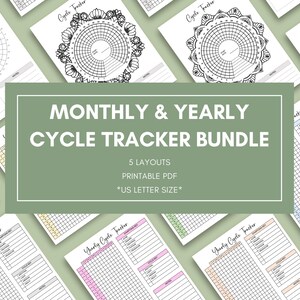 Zyklus Tracker Bundle Druckbares PDF - Jährlicher Perioden Tracker - Ausmalbare Mandala Tracker - Psychische Erscheinungen - Funktioniert digital - US Letter Größe