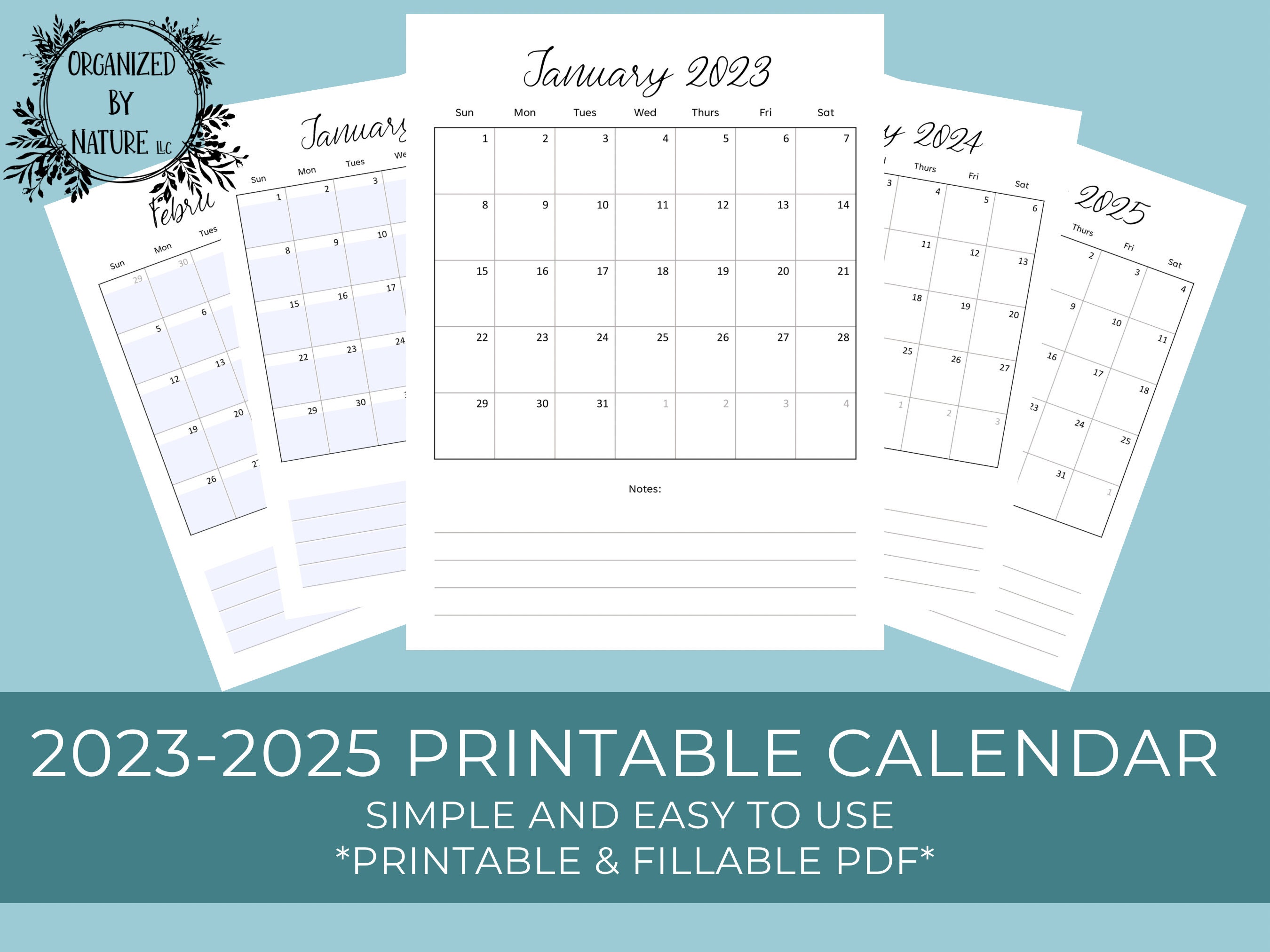 20232025 Printable & Fillable Calendar Fill in Blank Etsy UK