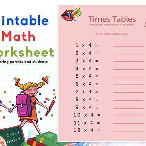 Ausdruckbares Mathe-Arbeitsblatt - Times Table Learning Activity Worksheet | Sofort Download