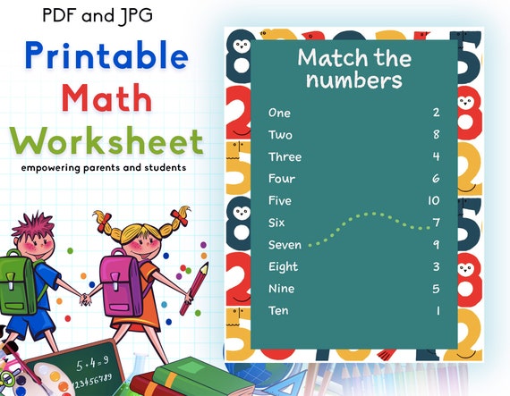 Printable Math Worksheet Match the Numbers Worksheet - Etsy