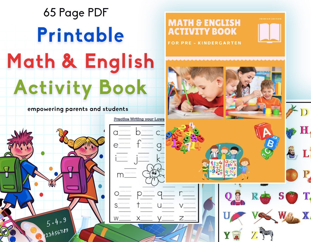 Printable Math Workbook | 65 Page Math and English Activity Book | Pre ...