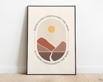 Seneca Quote Poster: Stoic Virtues Wall Art (Digital Download)