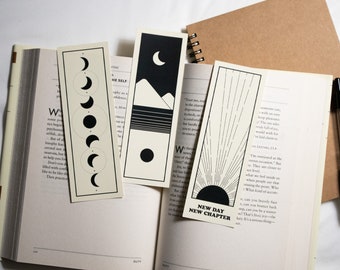 Celestial Bookmarks - Minimalist Boho Design - Set of 3